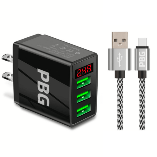 PBG 3 port LED Display Wall Charger and XL 10FT Charger