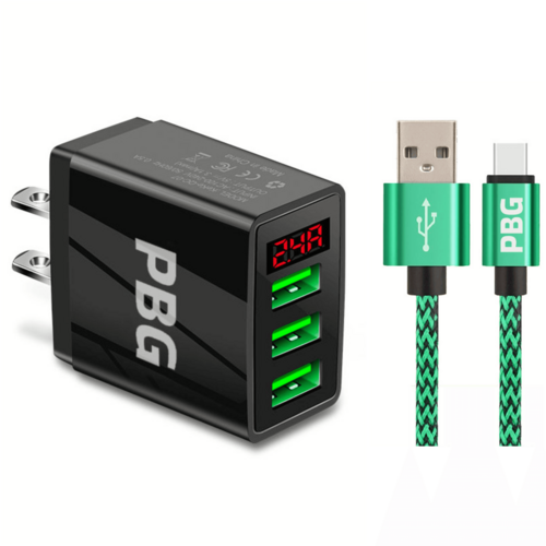 PBG 3 port LED Display Wall Charger and XL 10FT Charger